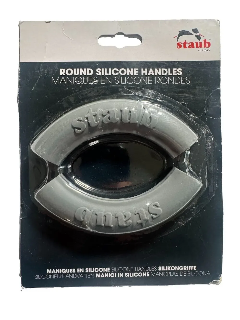 Staub Round Silicone Handles 2 Pack Gray Heat Resistant New